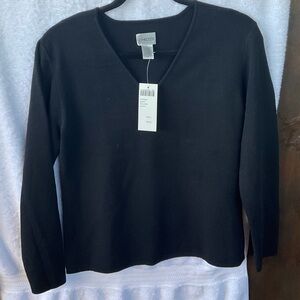 Chico’s Apparel Annie L/S V-neck Sweater Black; NWT; M/8